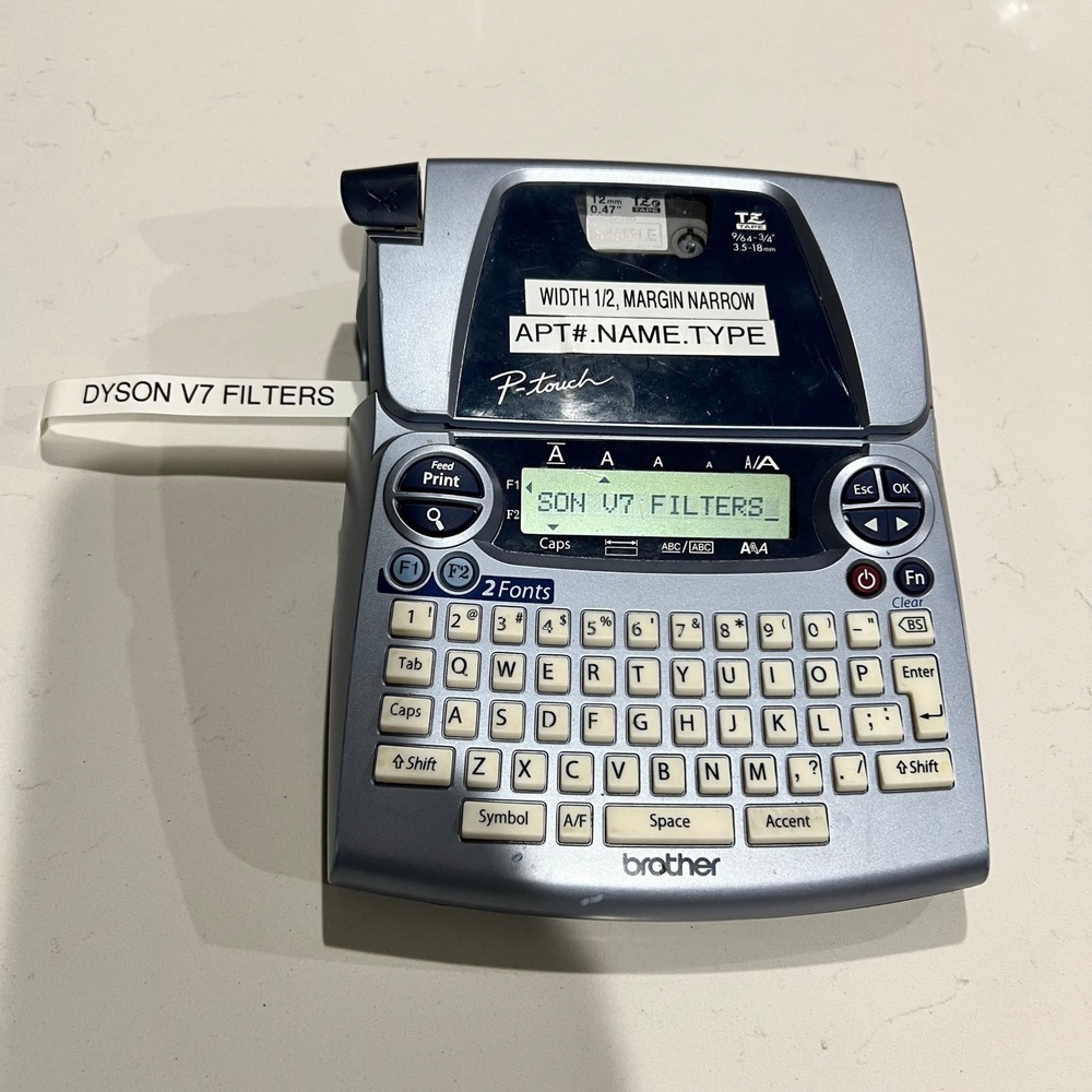 Brother P-Touch PT-1880 Handheld Label Maker Silver Blue Electronic Labeler